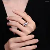 Wedding Rings Colorful Zircon For Women Wide Round Engagement Ring Korean Style Jewelry Gift Bague