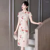 Ethnic Clothing Robe Chinoise National Style Young Women Improved Cheongsam Chinese Traditional Short Sleeve Qipao Dress