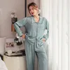 Женская одежда для сна Летняя сексуальная пижама костюм 2pc cardigan с длинным рукавом ночная одежда