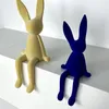 Decoratieve objecten Figurines Flocking Rabbit Standue Home Decoratie Modern Nordic Cute Animal Resin Art Sculpture Crafts Desktop Office Room Ornament 230816