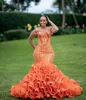 Aso 2023 August Ebi Orange Mermaid Prom Dress Beaded Crystals Evening Formal Party Second Reception Birthday Engagement Gowns Dresses Robe De Soiree ZJ095 es