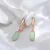 Bengelen oorbellen kienl eenvoudig 585 roségouden kleur lange oorbel voor vrouwen luxe groene natuurlijk zirkoon drop hoogwaardige dagelijkse sieraden