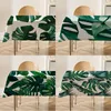 Table Cloth Nordic Green Leaves Plants Flax Linen Tablecloth Dustproof Cover Heat Resistant For Kitchen Dining Room Multiple Sizes