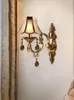 Wall Lamp European Mediterranean All Copper Single Head Crystal Porch Balcony Corridor Bedside