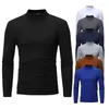 Herren-T-Shirts langhärme T-Shirt Herbst Winter Herren dünne thermische T-Shirt Halbkragen Bodend Schlanker warmes Baumwoll hohe Nacken