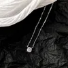 Pingentes meekcat simples 925 esterlina prata geométrica Corte de zircão espumante colar para mulheres jóias de noivado de casamento RHN745