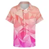 Men's Casual Shirts Two Tone Pink Mosaic Design Beach Shirt Summer Stylish Blouses Men Graphic Plus Size