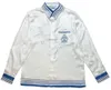 Casablanca 23SS Silk Shirt Minimalistische blauwe en witte kleur bijpassende vakantie Twill -shirts voor mannen en vrouwen Hawaii Shirt Casablanc