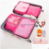 보관 가방 여행 가방의 옷을위한 여행 가방 세트 깔끔한 주최자 옷장 여행 가방 파우치 케이스 슈즈 포장 큐브 6pcs 드롭 배달 홈 가드 DH2SA
