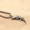 Hänge halsband mode smycken titan stål krokodil halsband för män dominerande retro tillbehör rostfri tidvatten kedja