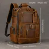 Zaino retrò crazy horse in pelle da 16 pollici di zaino scolastico uomo grande borsa da viaggio casual brown cowfide daypack regalo personalizzato