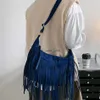 Hobo Luxury Party Shoulder Side Bag Fashion Suede Tassel Små Crossbody Påsar för kvinnor Winter Designer Punk Style Handväskor Purses HKD230817