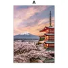 Japanese Mount Fuji Landscape Affischer and Prints Cherry Blossoms Nagoya Street Canvas Måla väggkonst vardagsrum Heminredning No Frame WO6