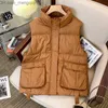 Women's Down Parkas CRRIFLZ Autumn Women's Standing Collar Warm and Unique Tank Top Solid Large Pocket Sleeveless Coat Women's Fashion Jacket Z230817