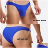 Men'S Shorts Mens 2021 Royal Blue Men Sexy Tight Low Waist Swimwear Bikini Swimsuits Thong Swim Trunks Half Pack Hip Briefs Short Dr Dh3T4