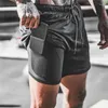 Shorts masculinos homens casuais 2 em 1 Quick Dry Jogger Calnts Gyms Fitness Bodybuilding Workout Beach Mens Cool Short Short