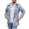 Men's Trench Coats Regular Fit Coat Men Loose Stylish Mid Length Windproof Casual Streetwear Jacket With Lapel For Fall