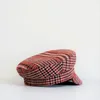 Berets Autumn/winter Navy Cap Embroidered Small Thousand-bird Plaid Woolen Tweed Lady's Hat