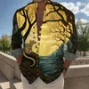 Casual shirts heren halloshirts heren gepersonaliseerde digitale 3D -printen pompoenprint kunst mode tops street slijtage blouse