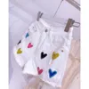 Women's Shorts Spring Summer Casual White Denim Female Diamonds Love High Waist Wide Leg Pants Ladies Vintage