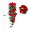 Fiori decorativi ghirlande fiore artificiale rattan pianta finta decorazione di vite muro appeso rose accessori per matrimoni per la casa ghirlanda fiore finto hkd230818