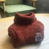Pullover Boy Girl Kid Thick Knitted Bottoming Turtleneck Shirts Baby Boys Sweater Bear Winter High Collar Pullover Toddler Sweater x0818