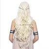 Syntetiska peruker hårjoy syntetiskt hår daenerys targaryen peruker silver lång flätad kostym cosplay drottning lolita peruk för kvinnor hkd230818