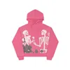 Heren Hoodies Sweatshirts Fashion Pink Borduurde Rose Skull Oversized Hoodie Dames K Fashion Y2K Street Harajuku Losse Sweatshirt met lange mouwen 230817