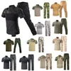 Shooting T Shirt Pants Set Battle Dress Uniform BDU Set Tactical Combat Camouflage Clothing Outdoor Sports Airsoft Gear Jungle Hunting Clothes Woodland NO05-014B