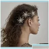 Headbands Jewelrystonefans Luxury Star Crystal Pearl Pin Barrettes Grip For Women Rhinestone Clips Hair Jewelry Aessories Drop Deliver Dhwxn