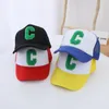 Ball Caps Doit 2023 Boy Girl Baseball Mesh Ademende groene C Letter Zomer Kinderen Zon Hoed Schattige kinderen Snapback Cap