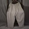 Women's Pants Cotton Linen Women Trousers 2023 Spring Summer Maxi Original Vintage Loose Leisure Elastic Waist Harem YoYiKamomo