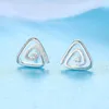 Stud Earrings Triangle Spiral Female Hollow Plain Brushed Small Swirl Circle Korean Niche Jewelry