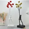 Decorative Objects Figurines Balloon Girl Resin Sculptures Banksy Flying Statue Home Decoration Luxury Living Room Desk Decor Gift 230817