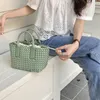 Duffel Bags Woven Top Handle Tote PU Knitting Basket Bag With Inner Women Casual High Capacity Solid Designer Trendy Travel Totes