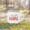 Tasses maman fleur imprimement tasse créative en émail boissons tasse de café tasse de camping tasse de camping vintage