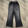 Men's Pants 2023 Hellstar Oversized Sports Pants High Street Pure Cotton 1 1 Vintage Drawstring Printed Ragged Grey Casual Pants T230818