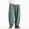 Calça masculina linho de algodão solto calças casuais coloração sólida streetwear largo plus size m-5xl