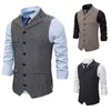 Men's Vests Autumn Business Vest Men's Clothing Male Lapel Casual Men Suit Vest With Pockets Vest Outerwear Chaleco Hombre 230817