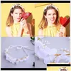 Hair Accessories Haimeikang Handmade Slik Flower Pearl Wreath Headband Ribbon Beauty Bridal Floral Garlands Women Acc Qylogs T7Ixm Dro Dhbq1