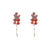 Kolczyki Dangle Korean Trendy Crystal Butterfly Tassel Long for Women oświadczenie biżuterii Bilanki Brincos
