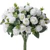 Dekorative Blumen Kränze 10 Köpfe künstliche Blume Seide Rose Weiß Eukalyptus Blätter Pfingstroutze Fälschliche Blume für Hochzeit Tisch Party Vase Home Decor HKD230818