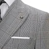 Classic Plaid Men's Wedding Suit Peaked Lapel Tuxedos Double Breasted Slim Fit Groom Wear 2 Pcs Jacket And Pants Customize