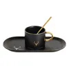 Mugs Drinkware Ceramics Cup Gold Rim Coffee Cups Set Saucers Spoon Afternoon Tea Soy Milk Breakfast Dessert Plate Christmas 230818