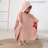 Towels Robes 4-layer Gauze cotton baby bath towel baby bath towel curly beach towel hooded swimsuit shower product Z230819