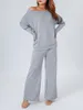 Women's Two Piece Pants Casual Elegant Ladies 2 Sets Fashion Spring Cotton Tracksuit Suit Long Sleeve Top Loose Set Female