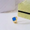 Anéis de designer de alta qualidade 4 anéis de trevo de quatro folhas moda feminina anéis mãe de pérola tamanho 5-9299B