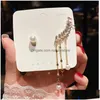 Dangle Chandelier Korean Fashion Jewelry Zircon Simation Pearl Asymmetric Star Tassel Long Earrings For Women Wholesale Drop Deliver Dhyxt