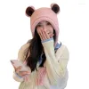 2023 New Berets Cute Frog Knitted Hat Autumn Winter Set Head Ear Protection Cap Fashion Versatile Knitting Unisex Wool