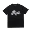 Björn New Light Luxury Top Bone Skull Head Broken Bear Letter Kort ärm T-shirt för män och kvinnor par Lossa Fashion Palm T-shirt